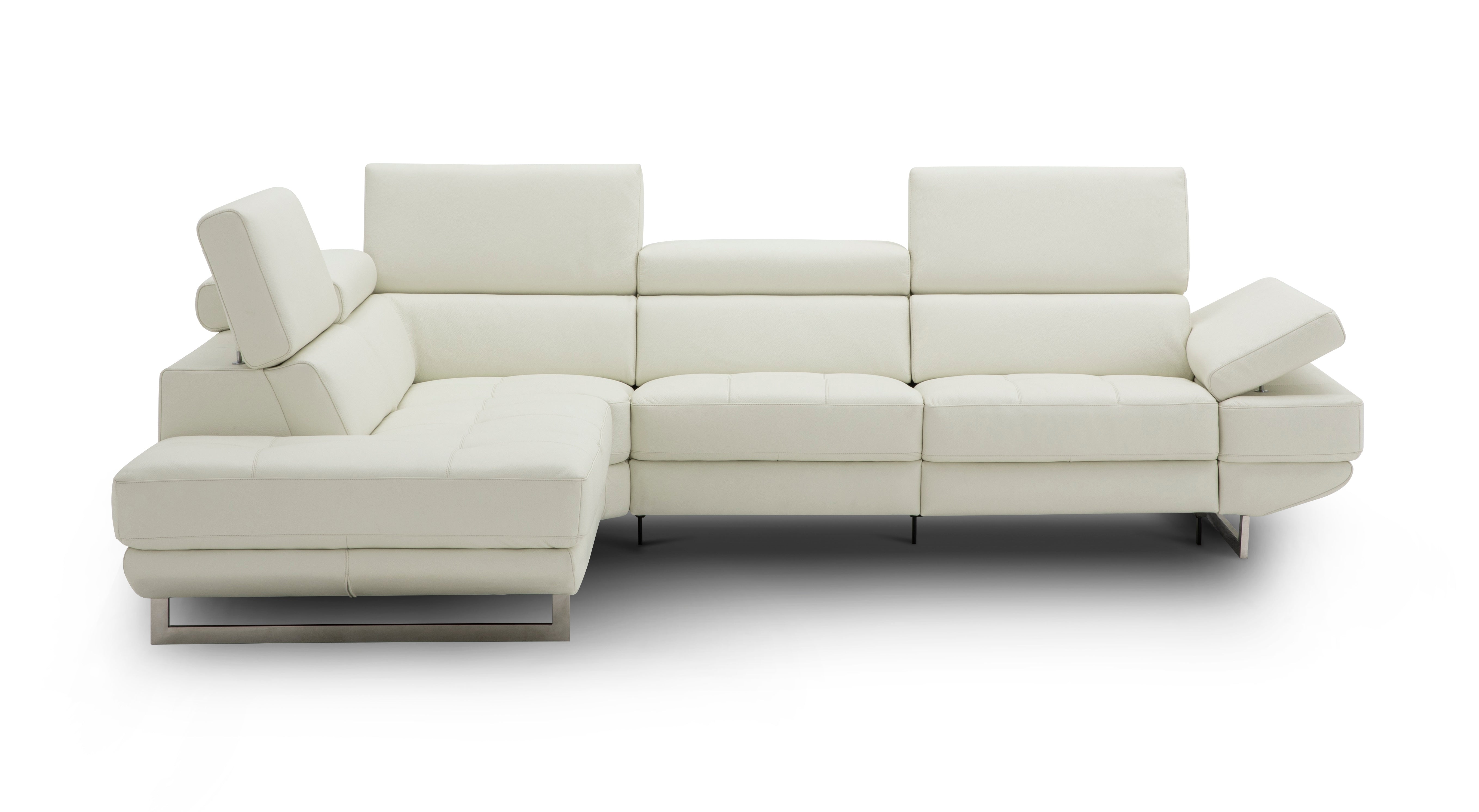 Annalaise Italian Leather Sectional in Snow White