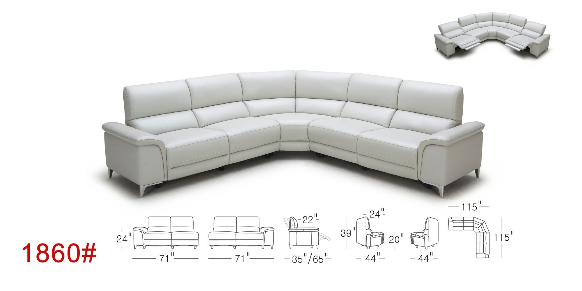 1860 Motion Leather Sectional