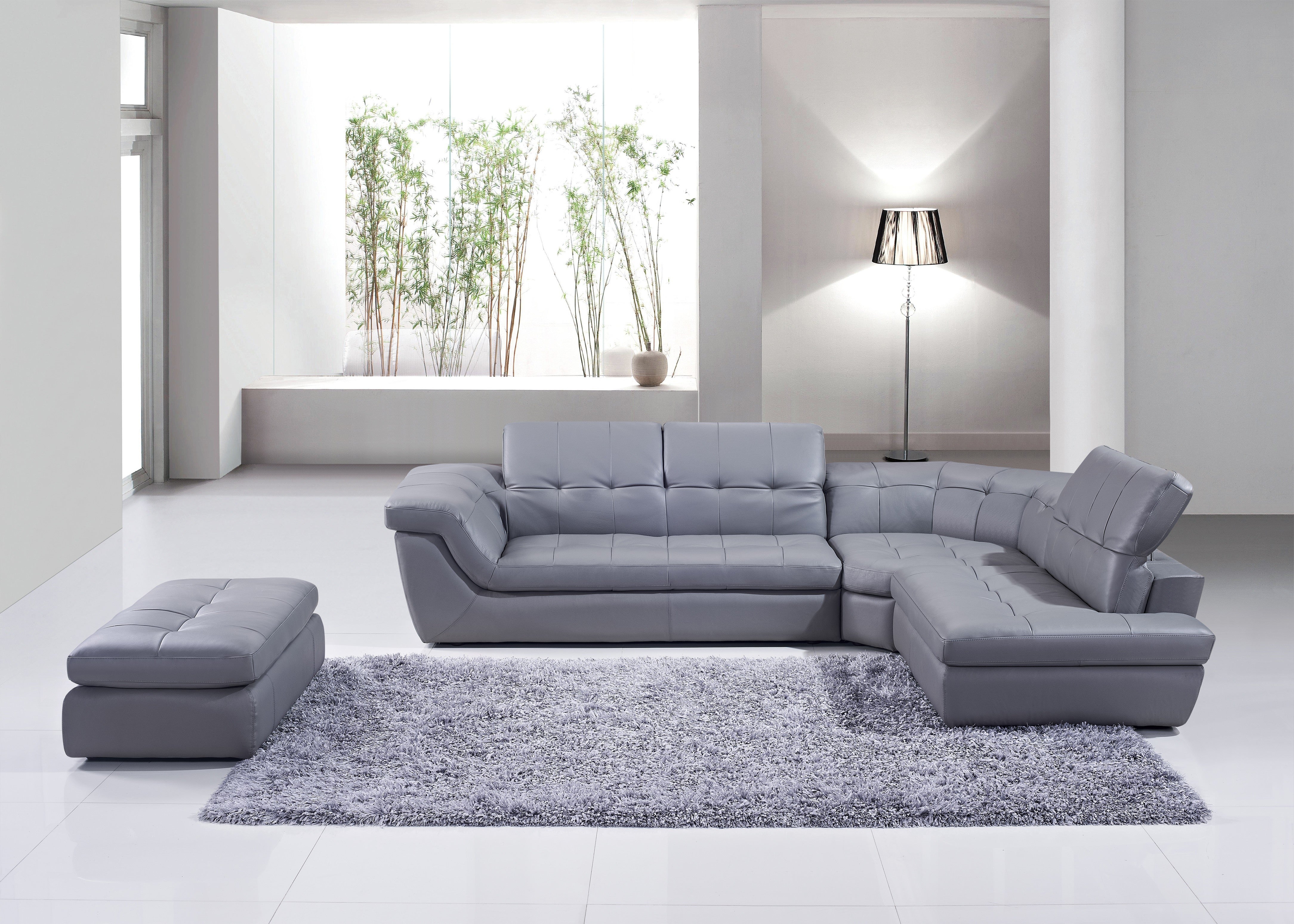 397 Italian Leather Sectional Grey RHFC Only