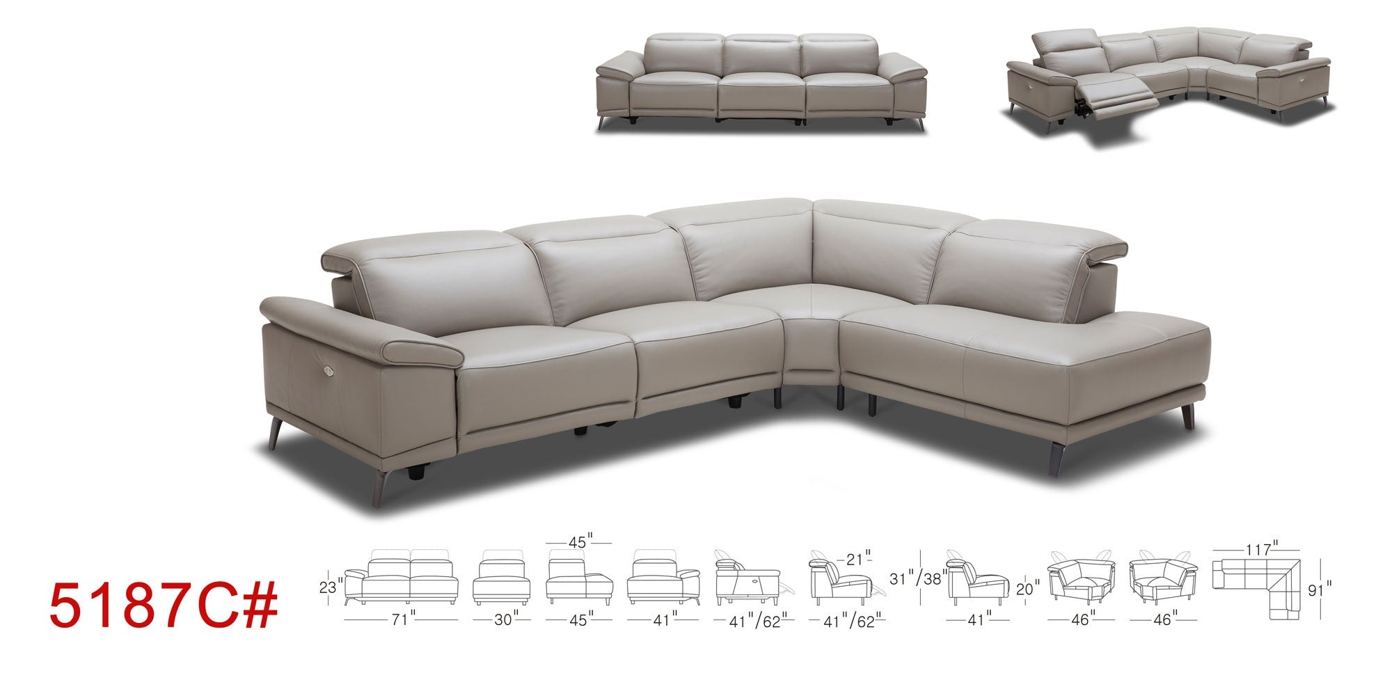 5187C Motion Leather Sectional