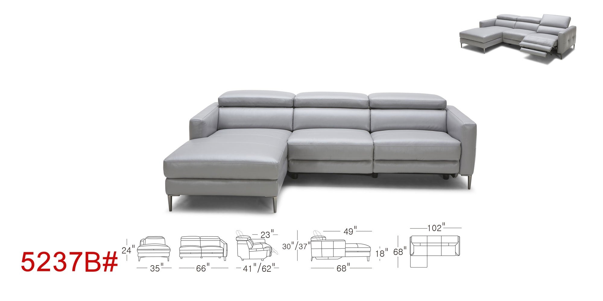 5237B Motion Leather Sectional
