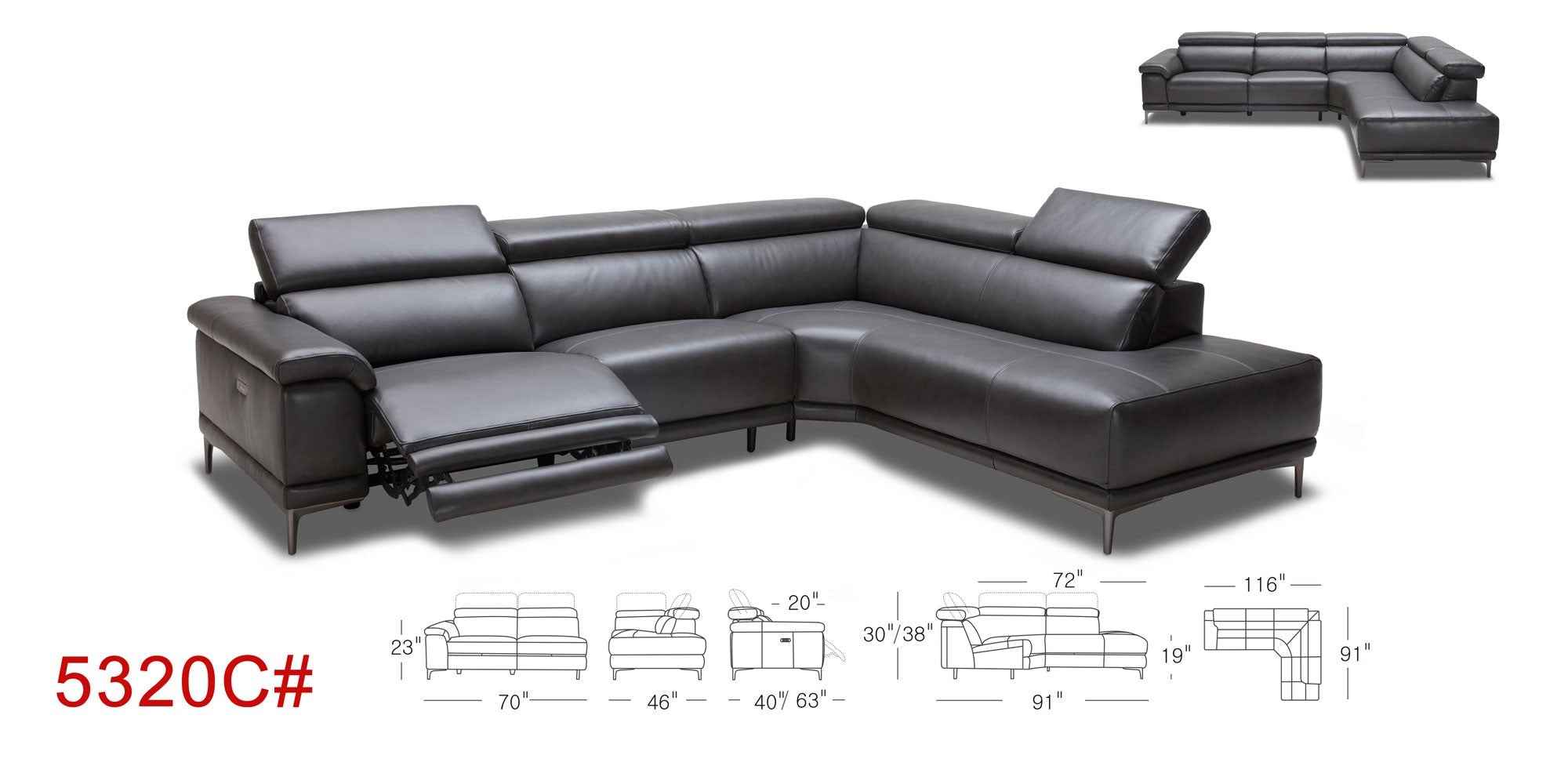 5320C Motion Leather Sectional