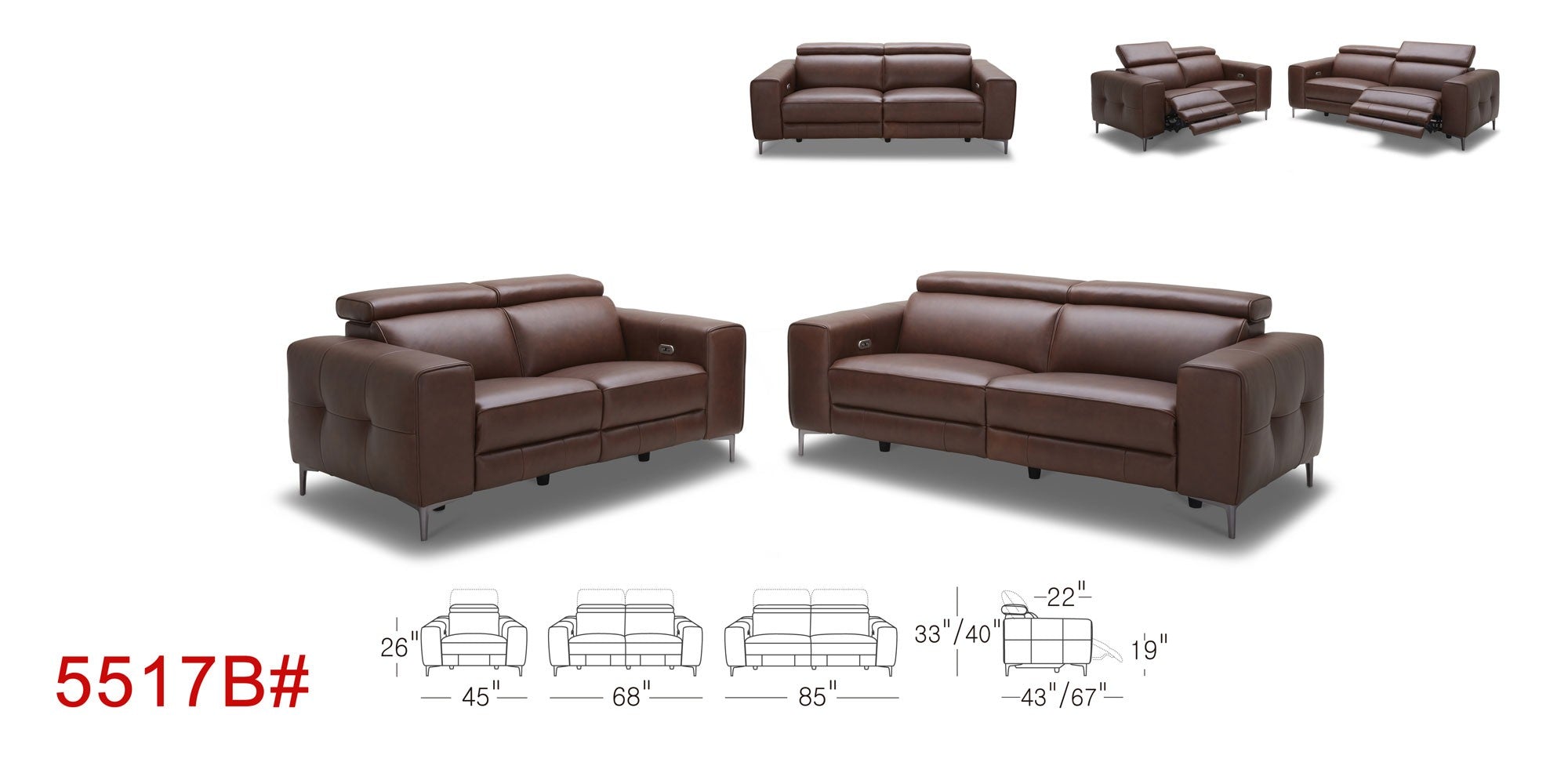 5517B-01 Motion Leather Sofa, Love, and Chair