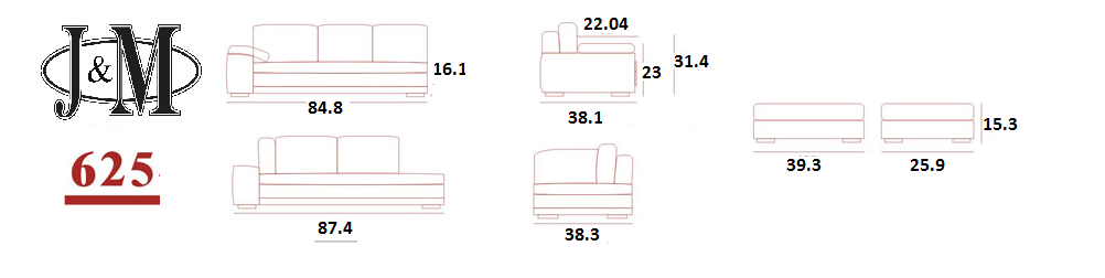 625 Italian Leather Sectional in White