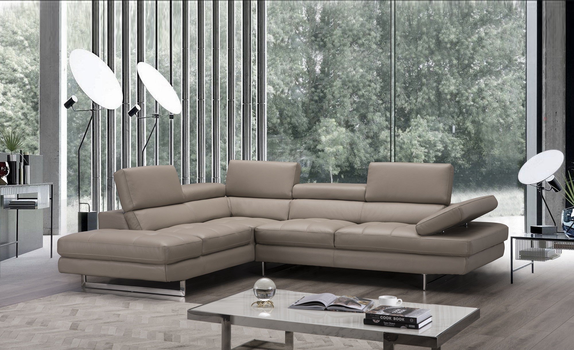 A761 Italian Leather Sectional in Peanut