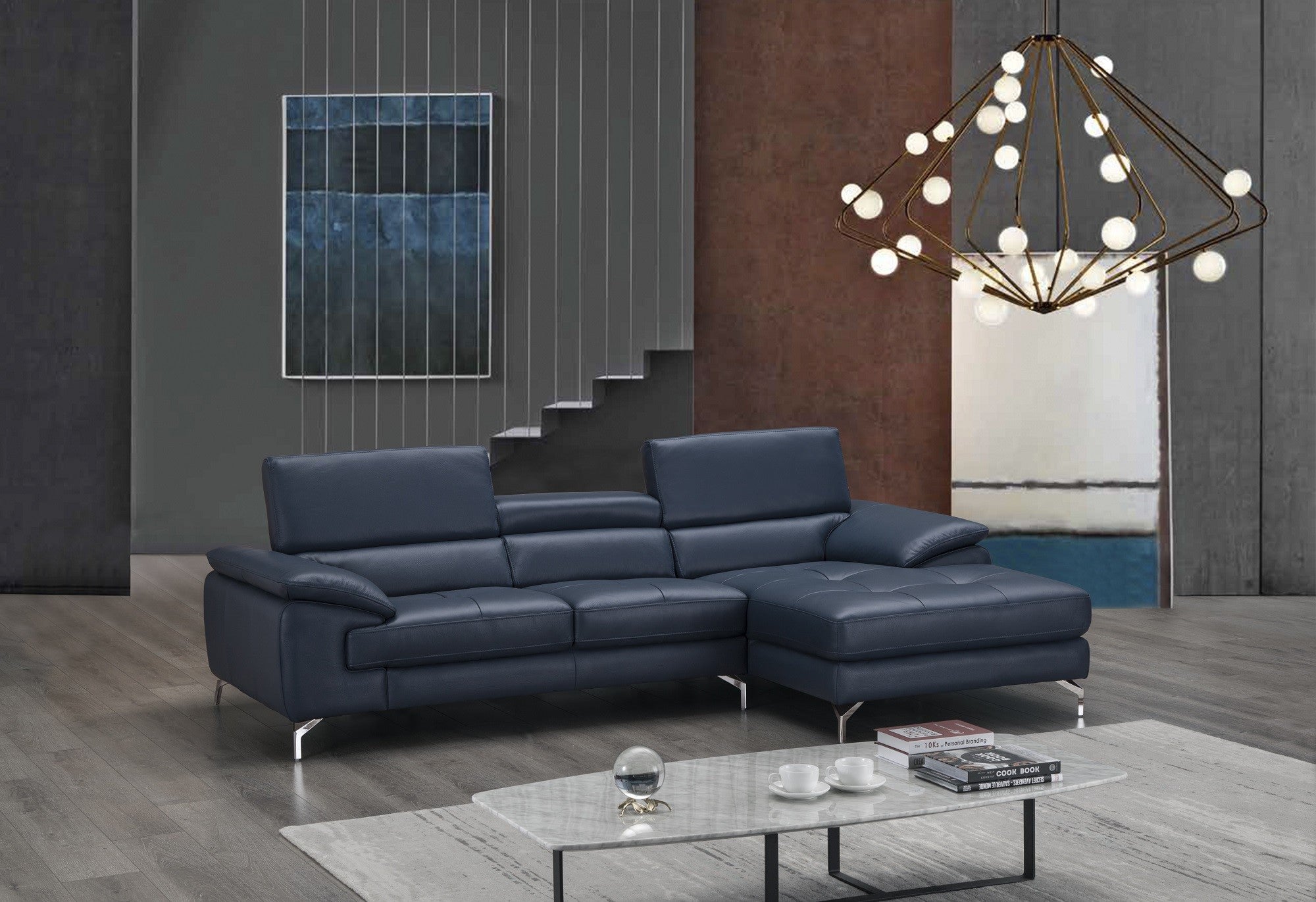 A973b Premium Leather Sectional in Maroon [ clone ]
