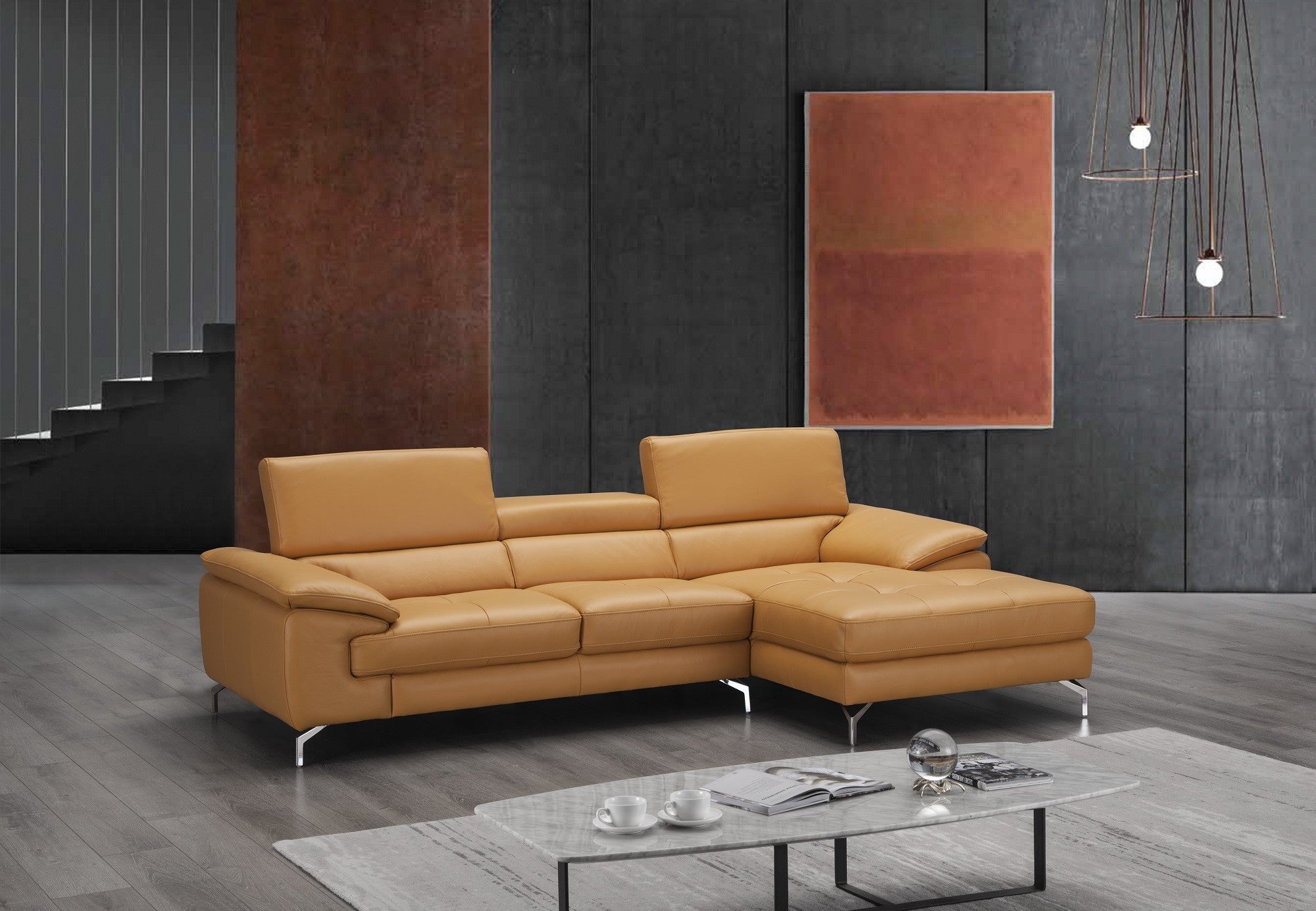 A973b Premium Leather Sectional in Caramel [ clone ]