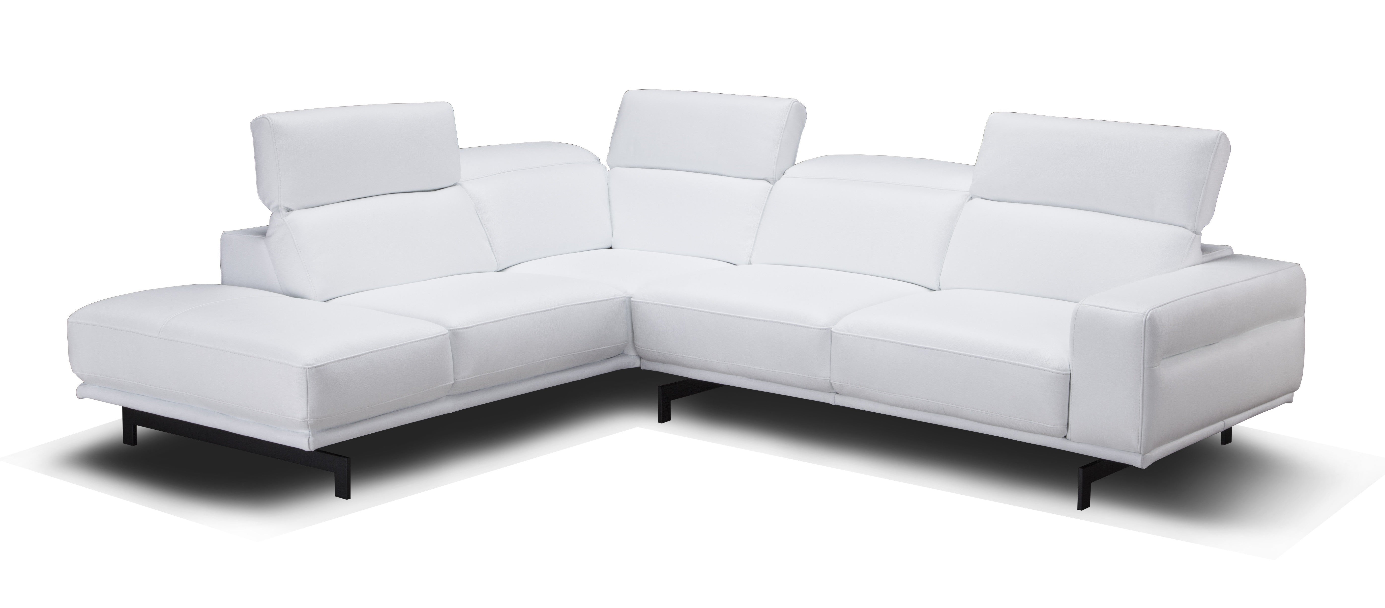 Davenport Leather Sectional in Snow White LHFC Only