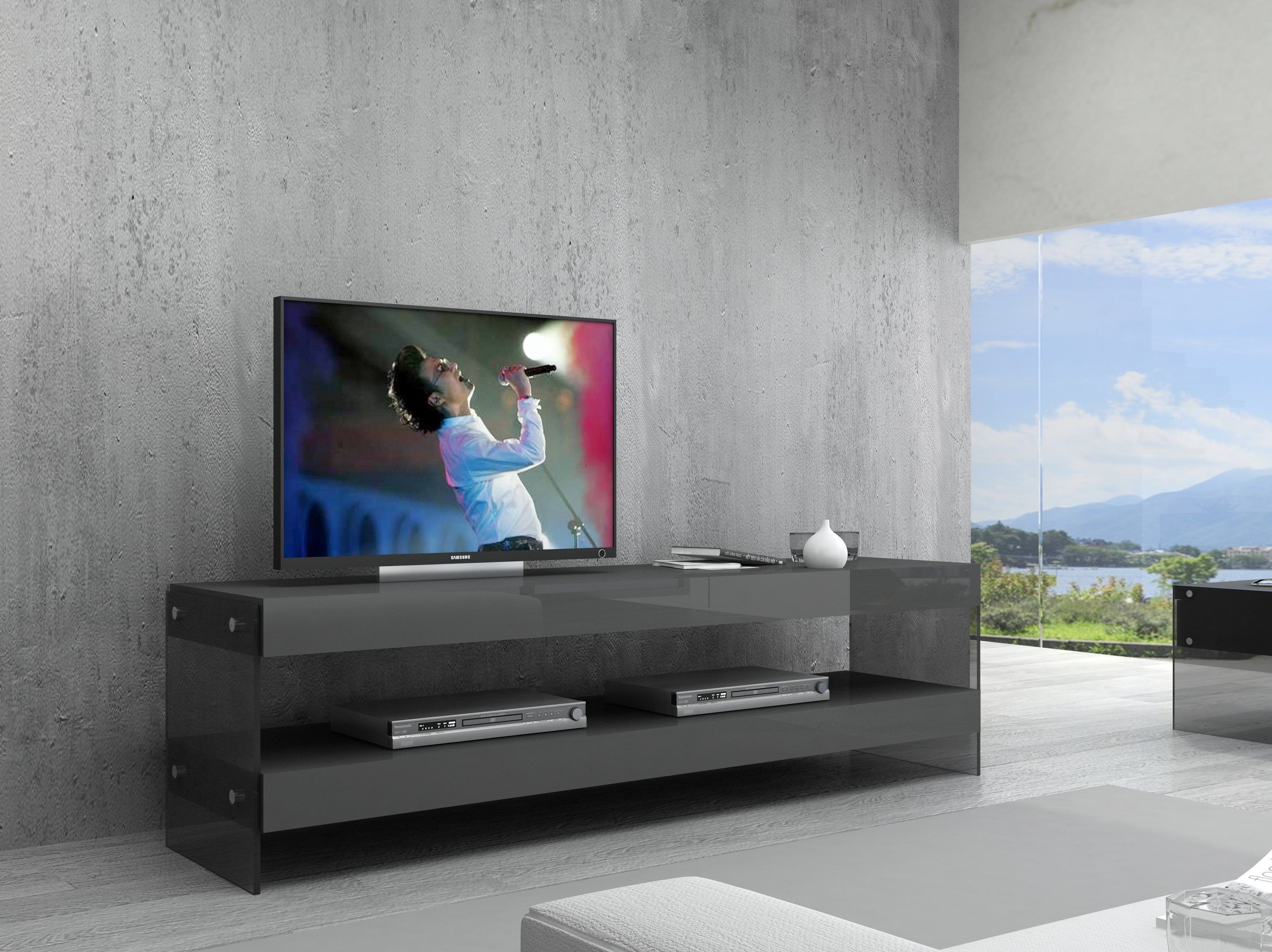 Grey Cloud TV Base in High Gloss