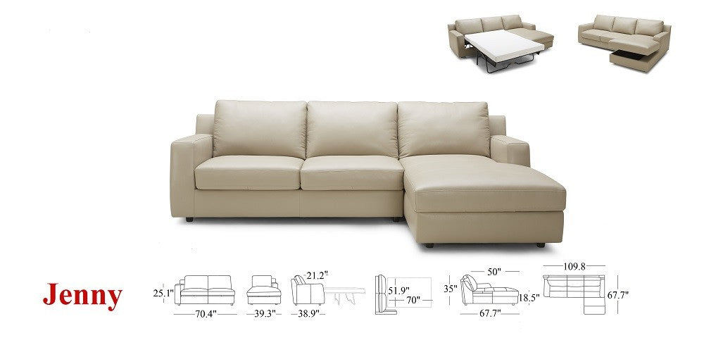 Jenny Premium Sectional Sleeper in Beige