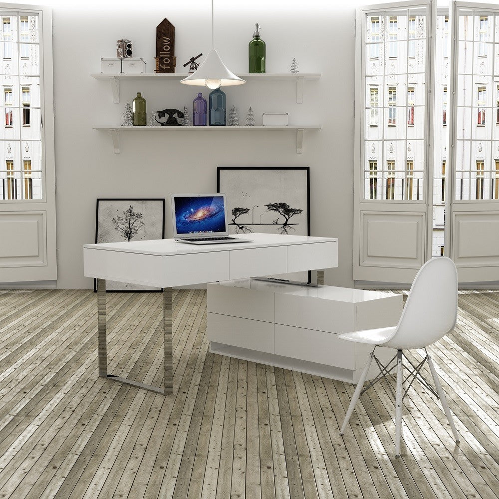 KD12 Modern Office Desk in Matte White