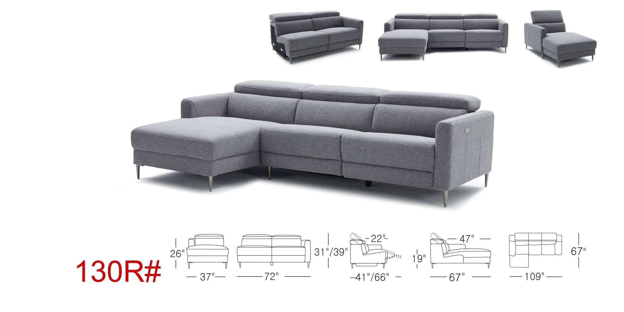 130R-01 Motion Fabric Sectional