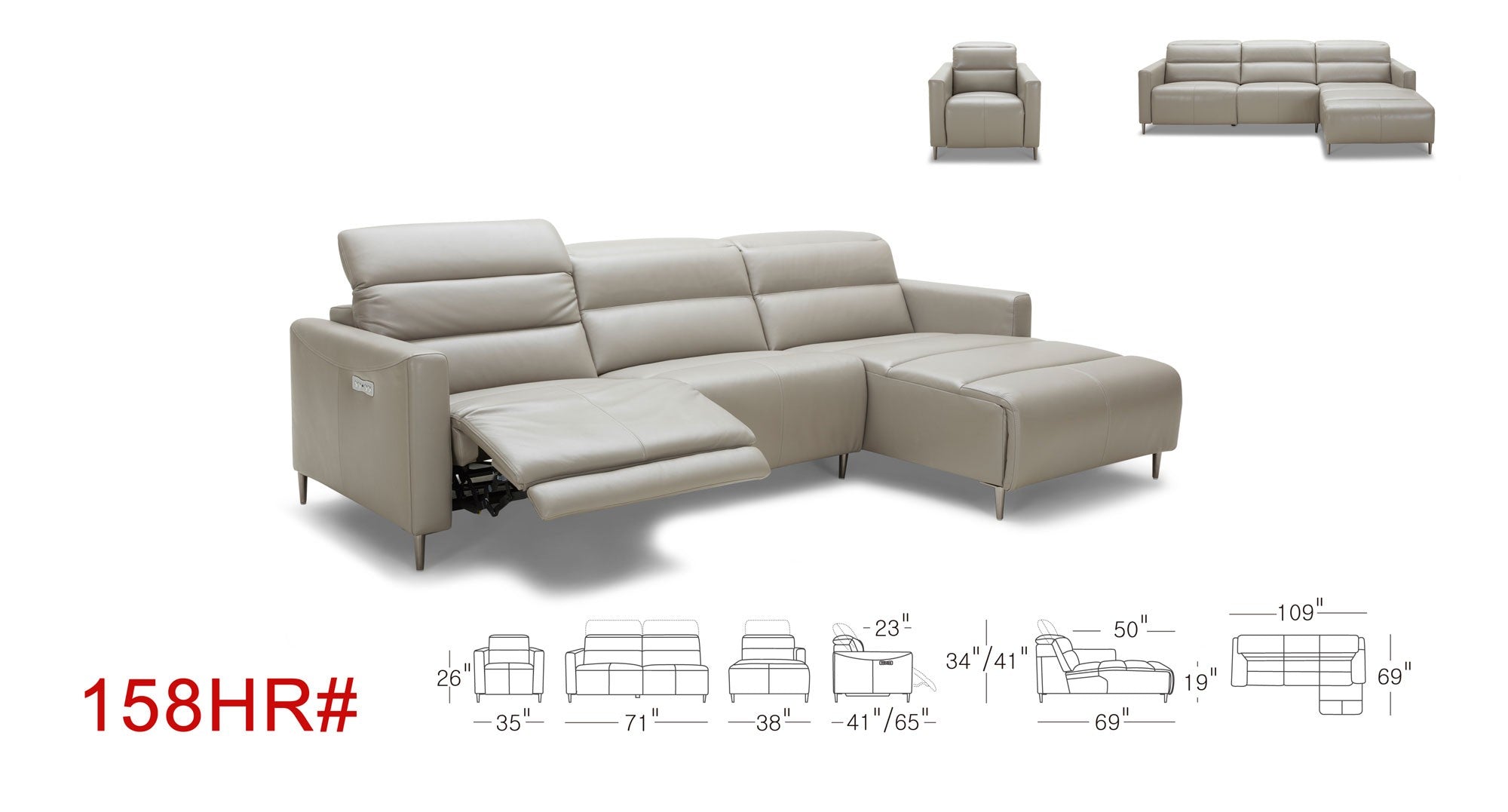 158HR Motion Leather Sectional