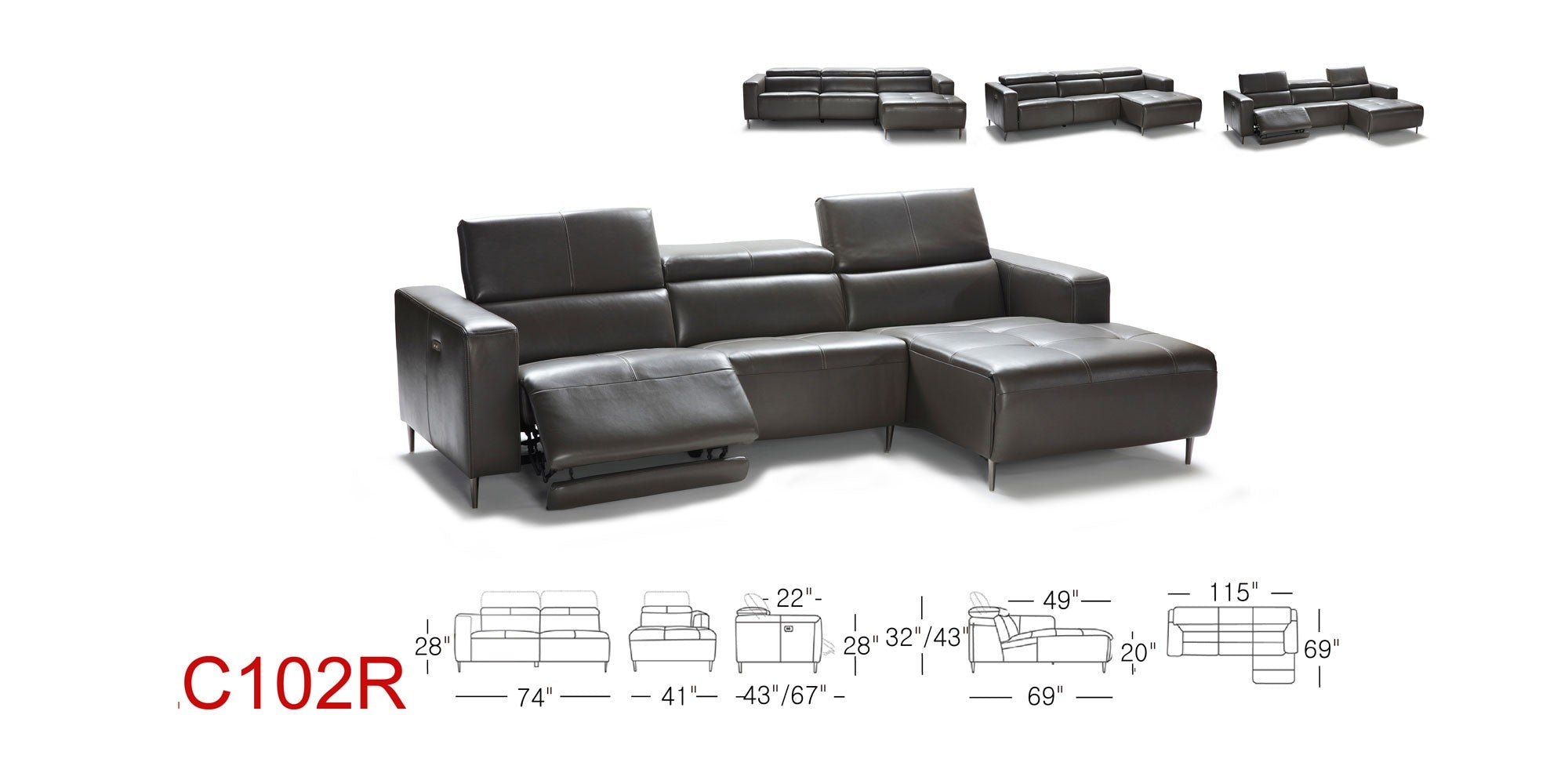 C102R Motion Leather Sectional