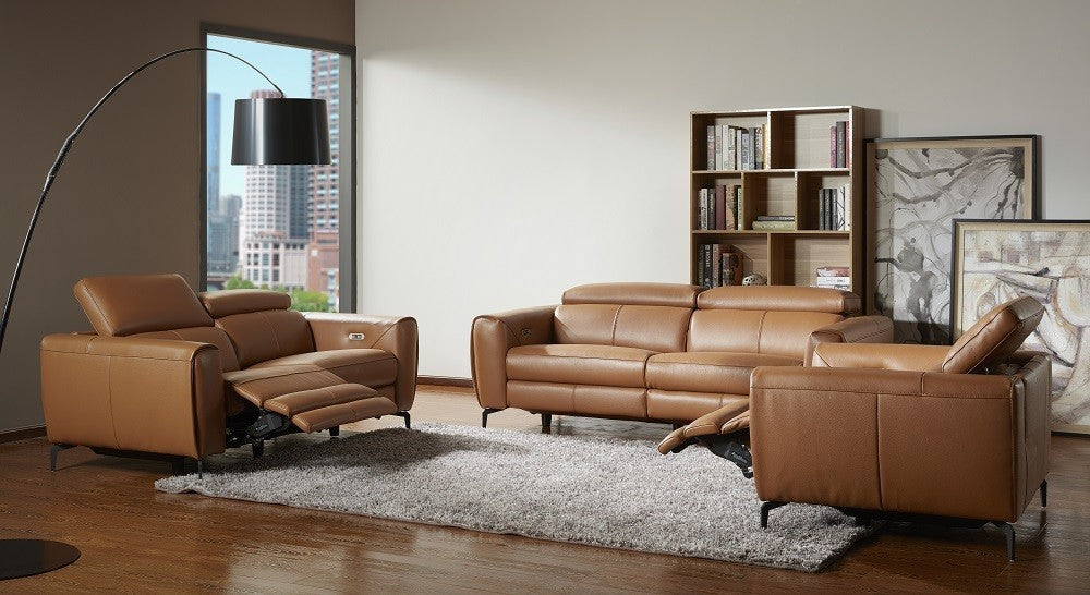 Lorenzo Motion Sofa Set in Caramel