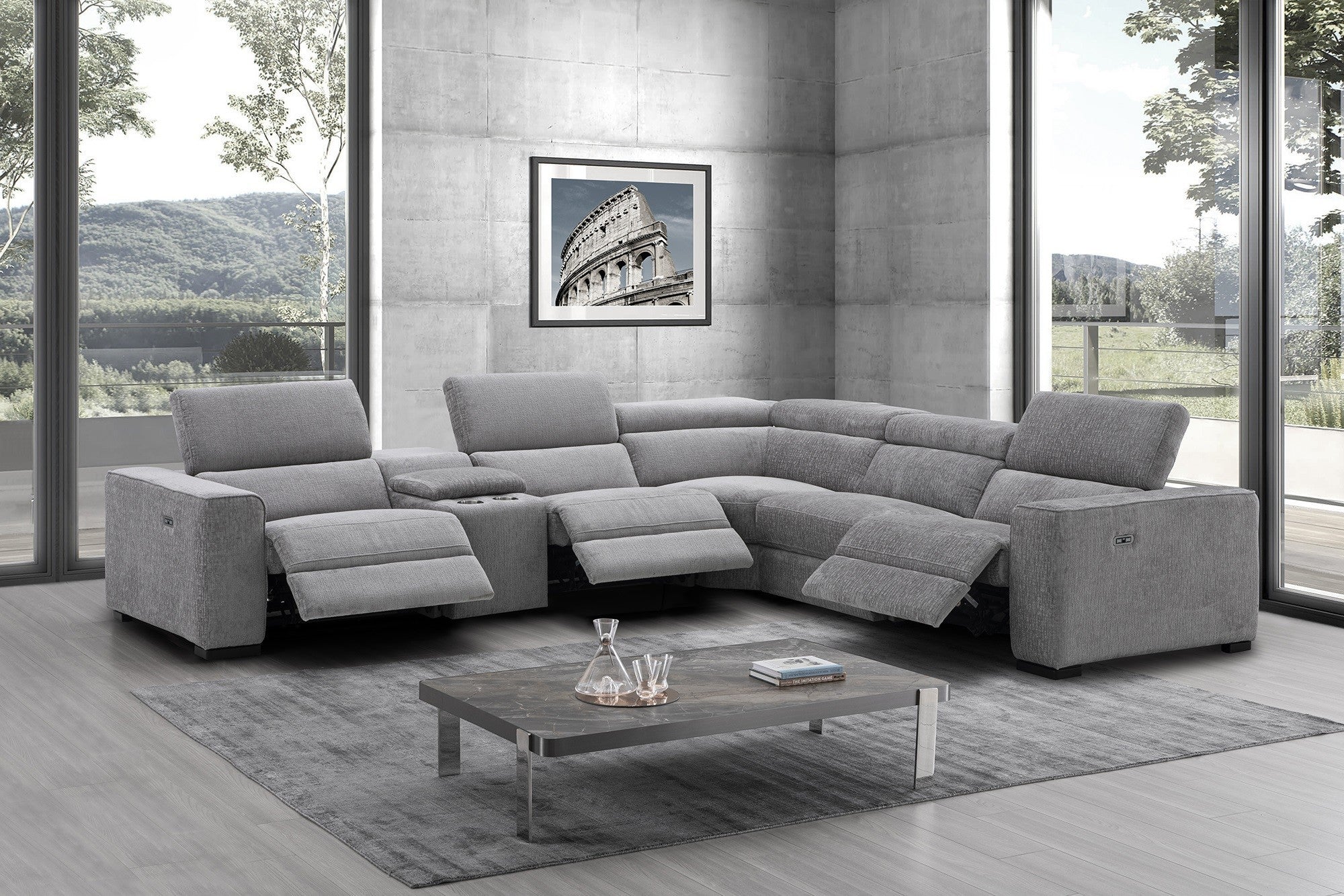 Picasso 6Pc Fabric Motion Sectional In Sand [ clone ]