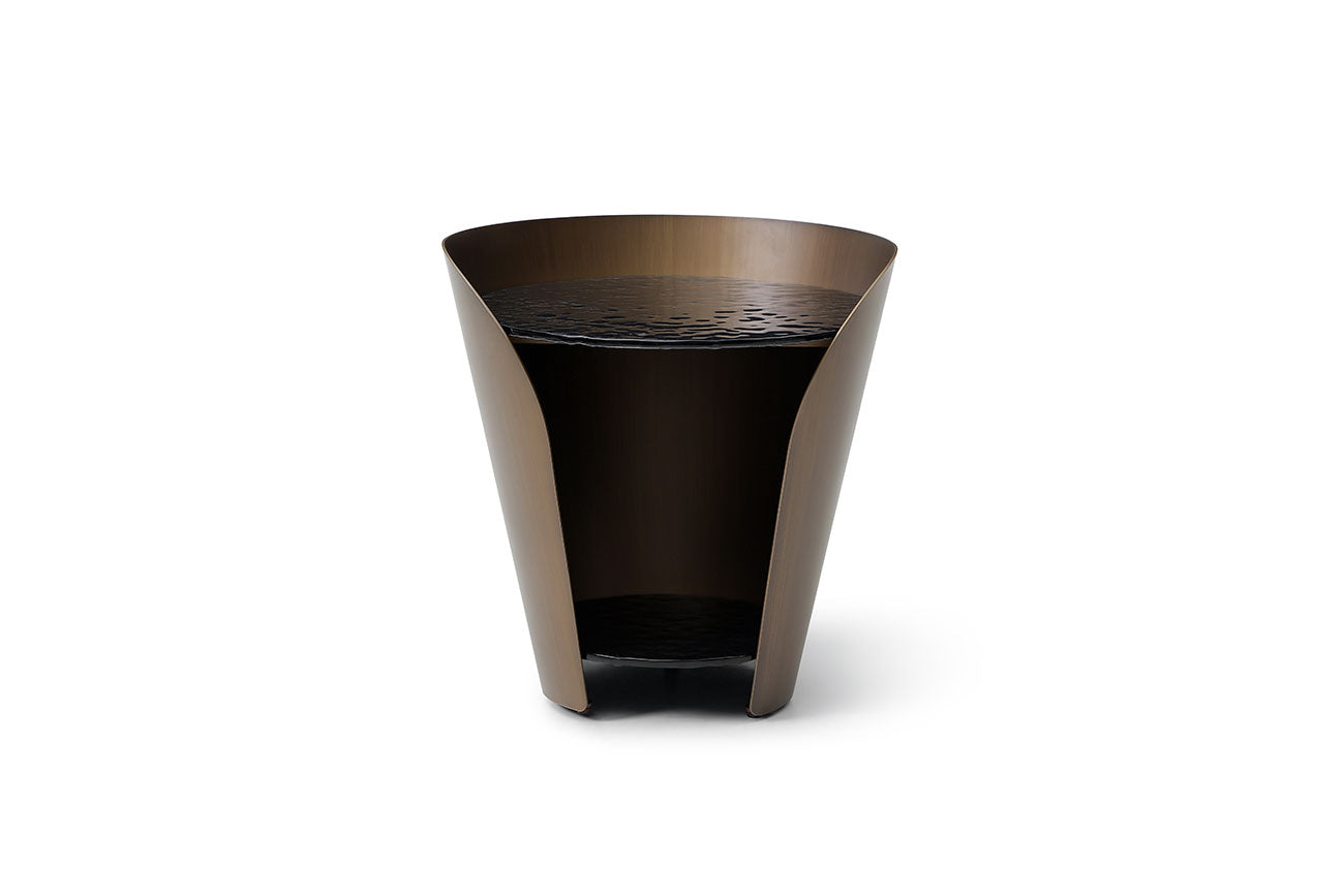 Vanta End Table | Modern Glass Side Table with Bronze Base