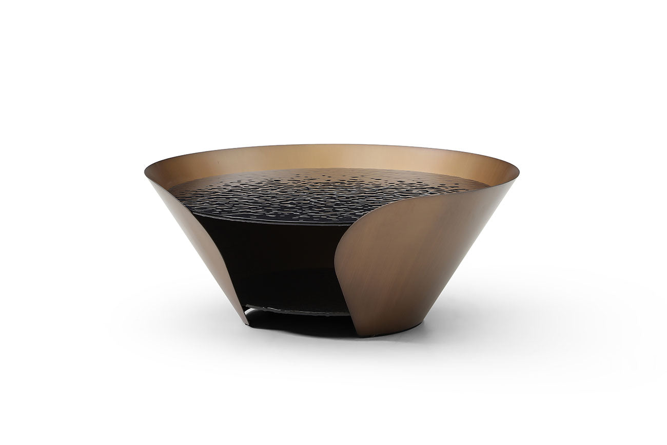 Vanta Coffee Table | Modern Glass Coffee Table with Bronze Base