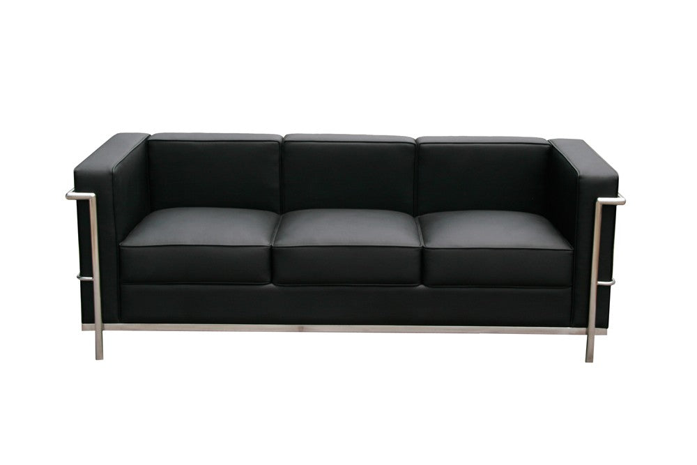 Cour Italian Leather Chair in Black