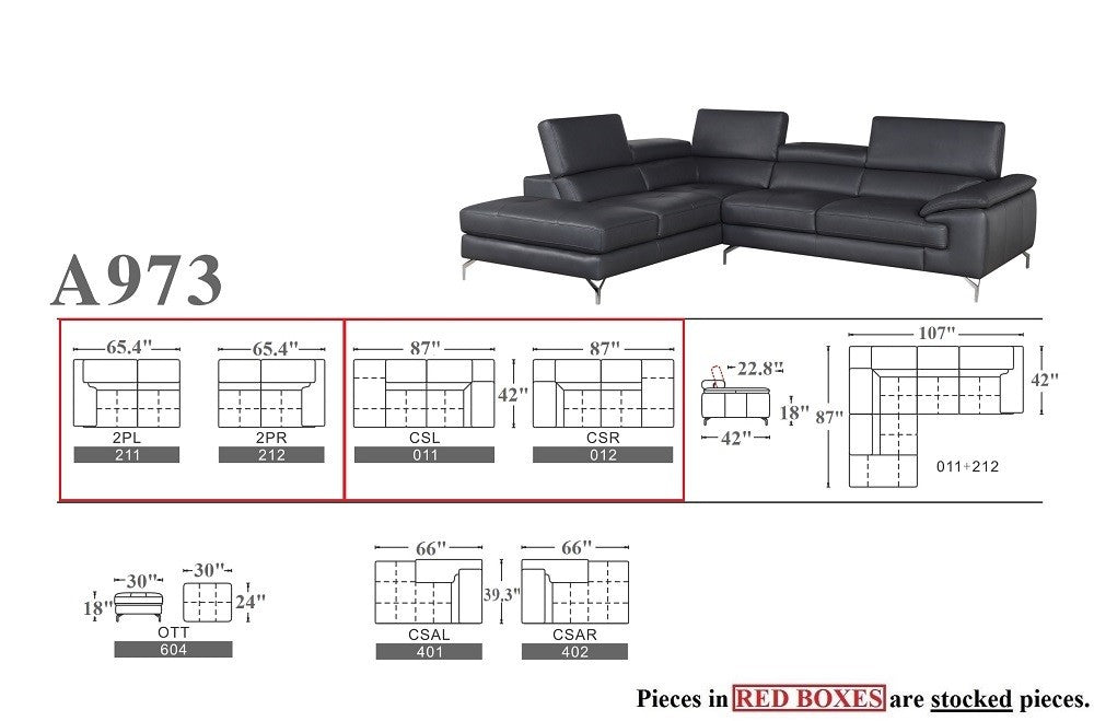 A973 Premium Leather Sectional