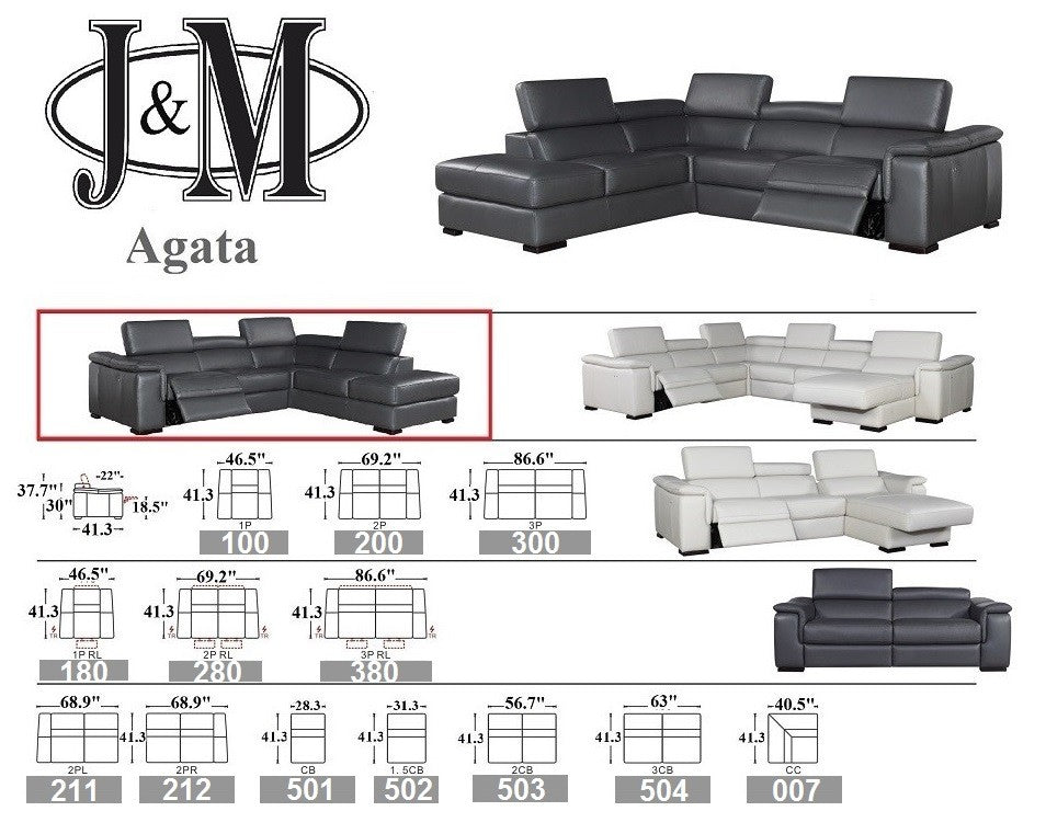Agata Premium Leather Sectional RHFC Only