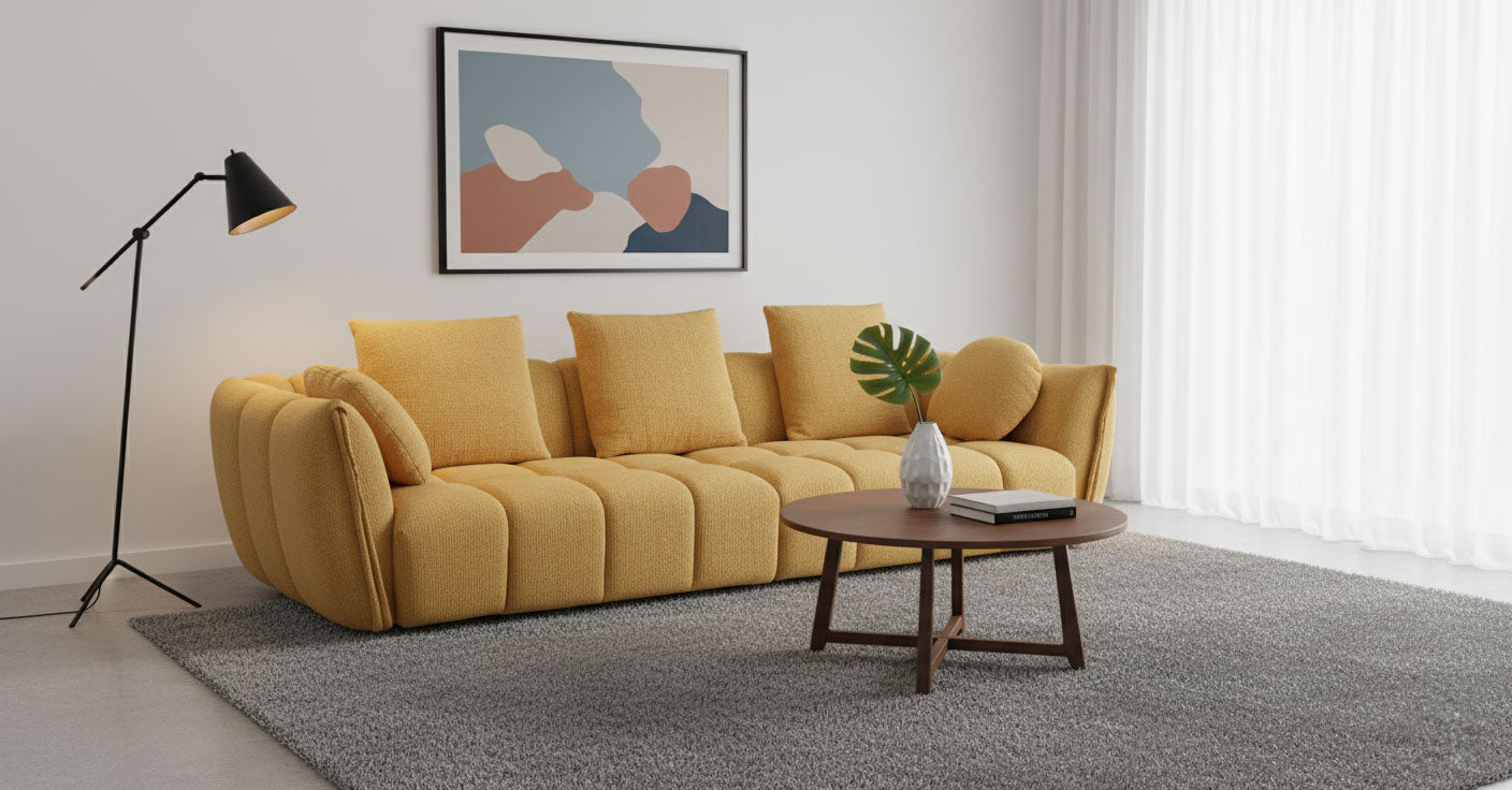 J and M Furniture Couches & Sofa Lennox Fabric Sofa in Mustard | J&M Furniture