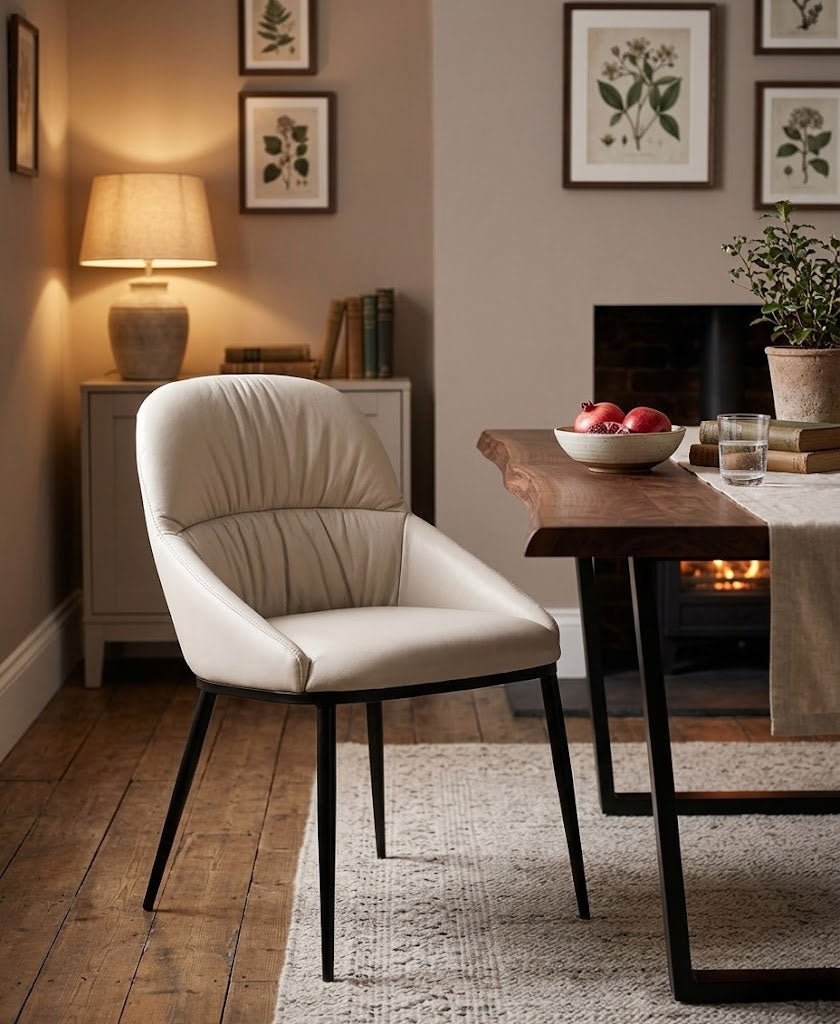 J and M Furniture Dining Chair Kora Leather Chair in Frost 812 (Pair) by J&M Furniture