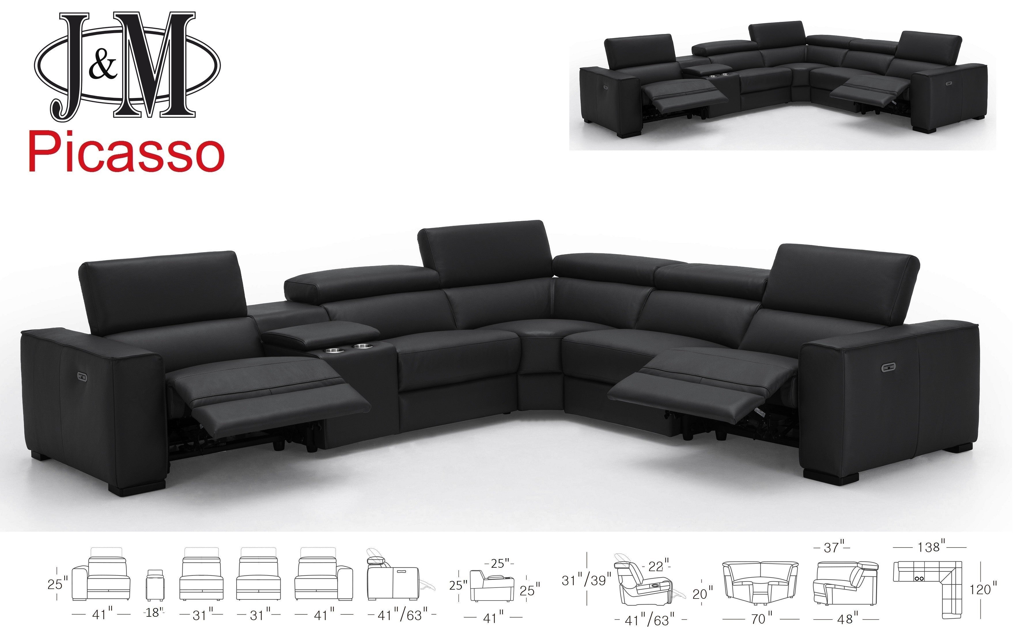 Picasso 6Pc Motion Sectional In Dark Grey [ clone ]