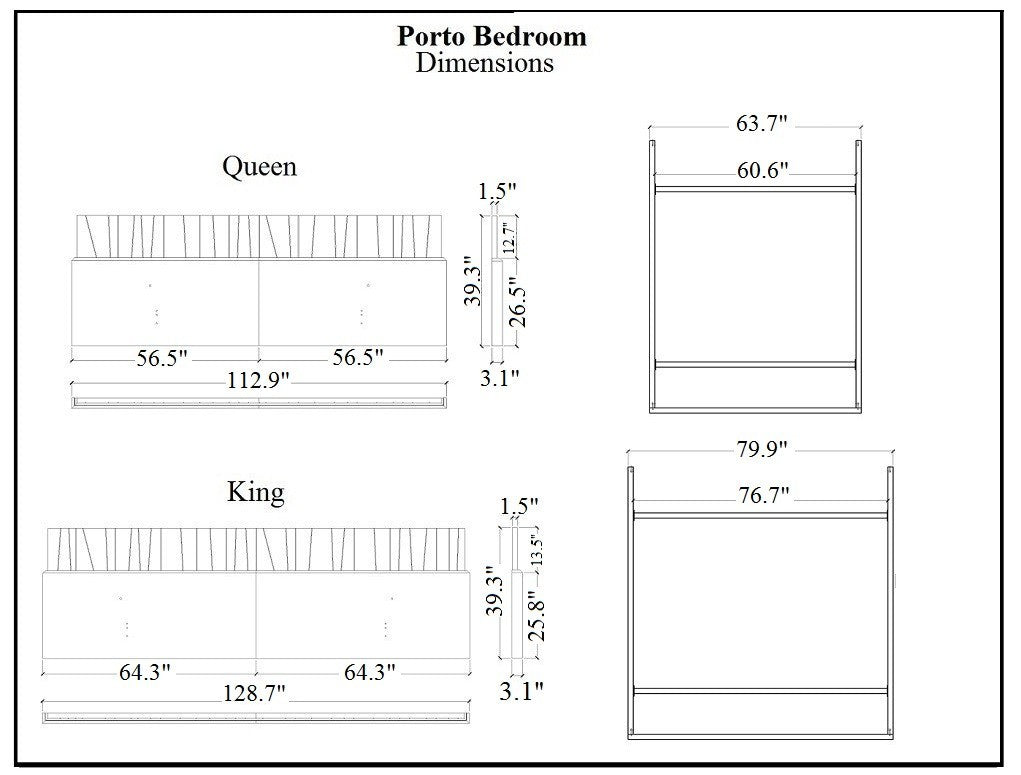 Porto Premium Bedroom Set in Wenge with Light Grey