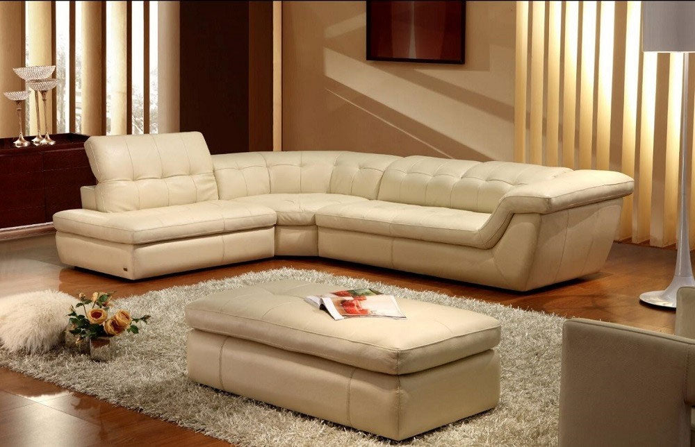 397 Premium Leather Sectional In Beige