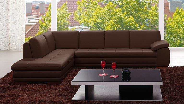 625 Italian Leather Sectional Black