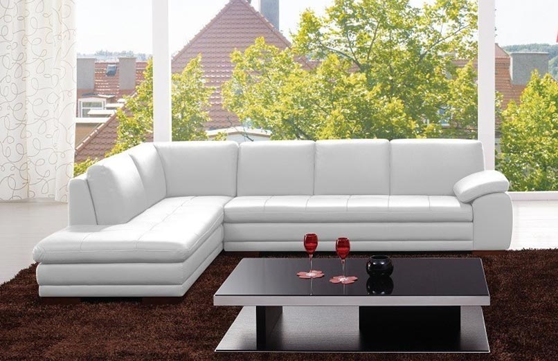 625 Miami Premium Leather Sectional in White