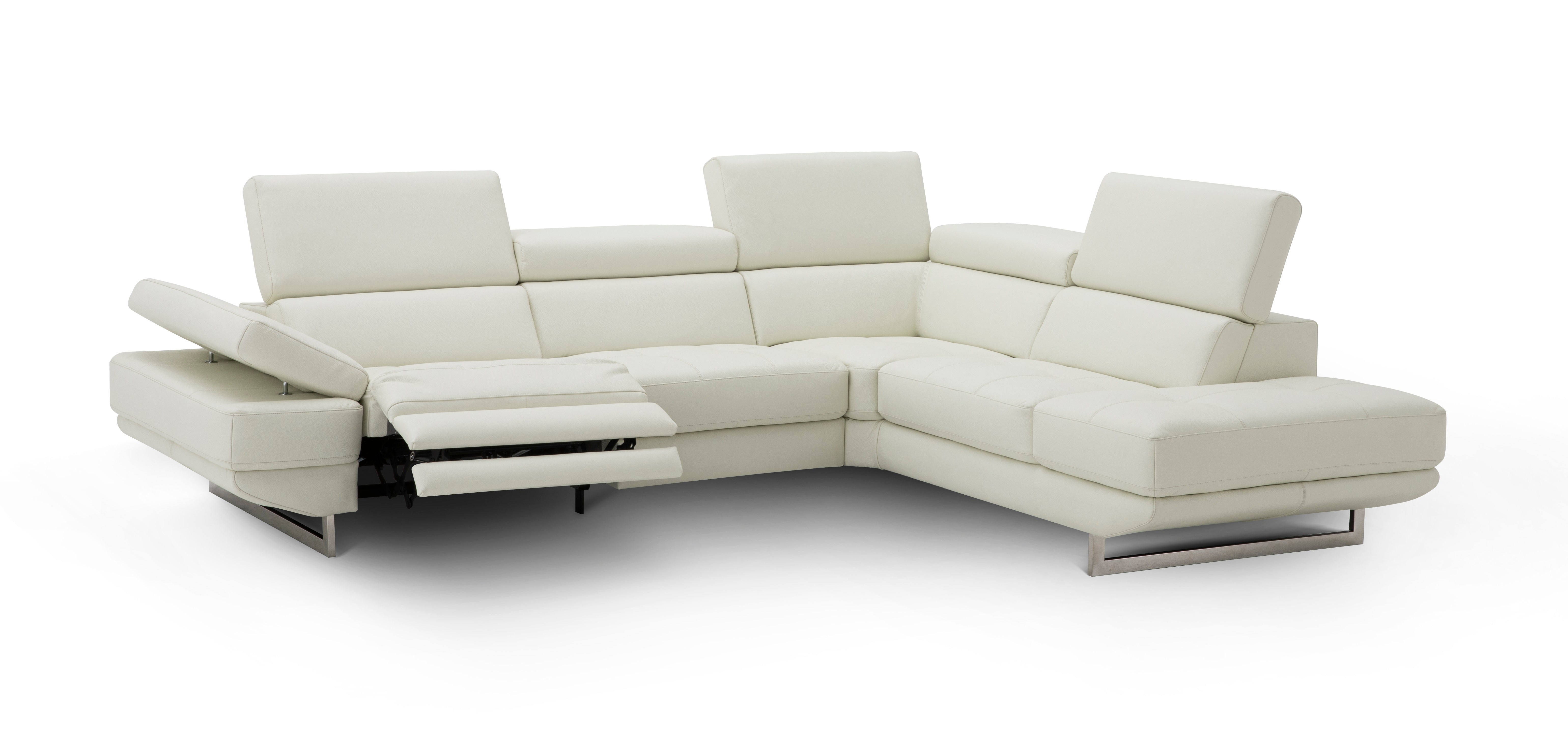 Annalaise Italian Leather Sectional in Snow White