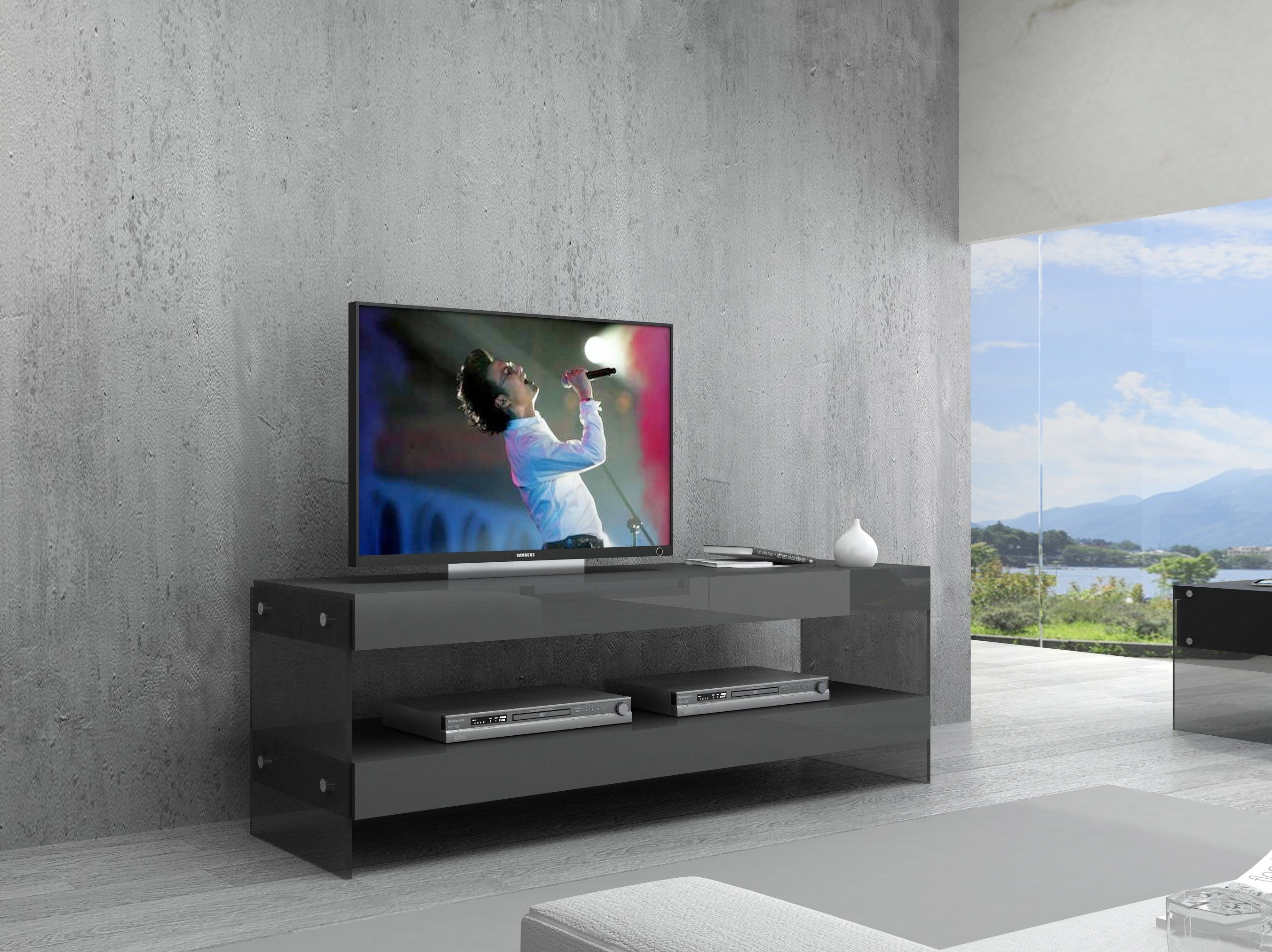 Grey Cloud Mini TV Base in High Gloss