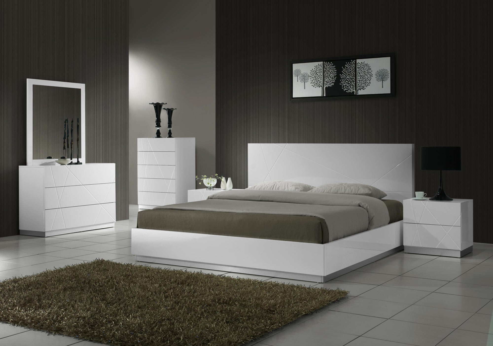 Naples Modern Bed in White