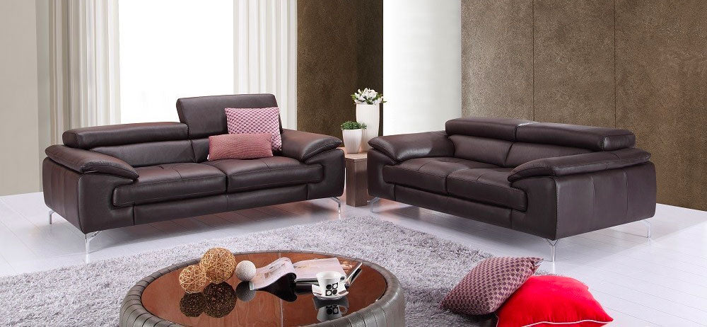 A973 Premium Leather Sofa Set in Slate Grey