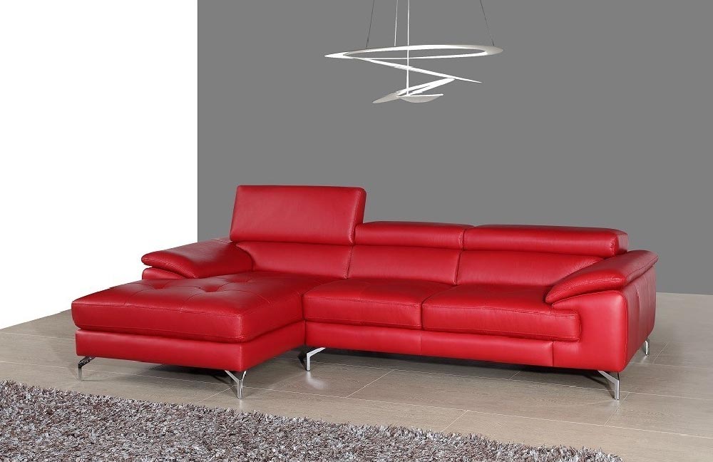 A973b Premium Leather Sectional in Red