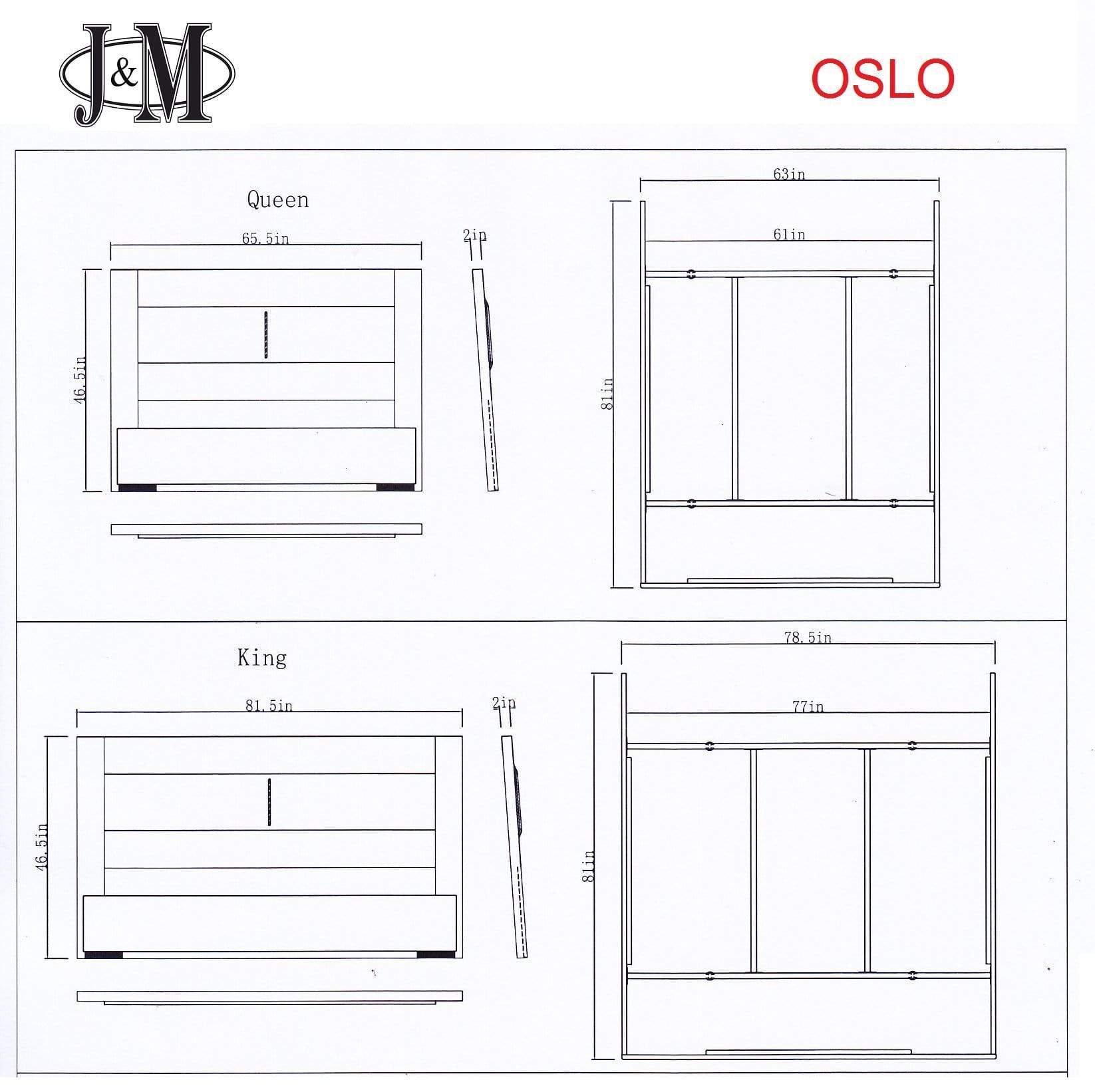 J and M Furniture Bed Oslo Platform Bed