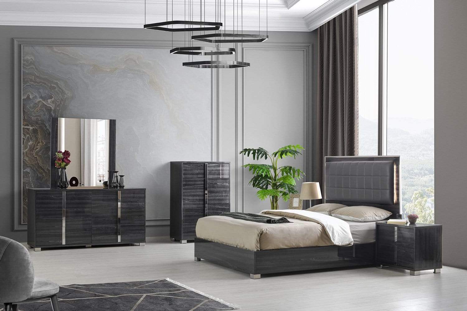 J and M Furniture Bedroom Furniture Sets Giulia Bedroom Collection in Gloss Grey | J&M Furniture