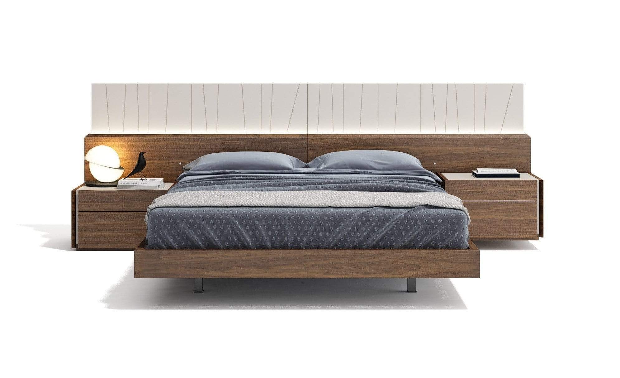 J and M Furniture Bedroom Sets Porto Premium Bedroom Set In Walnut with Light Grey