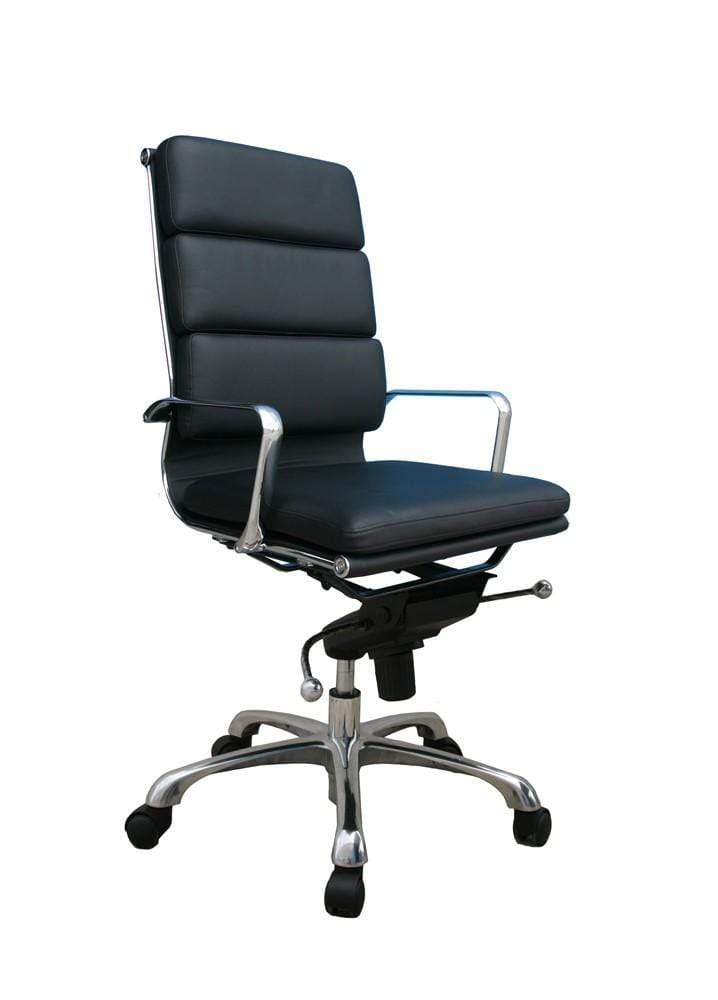 J and M Furniture Chair Black Plush Office Chair - High Back