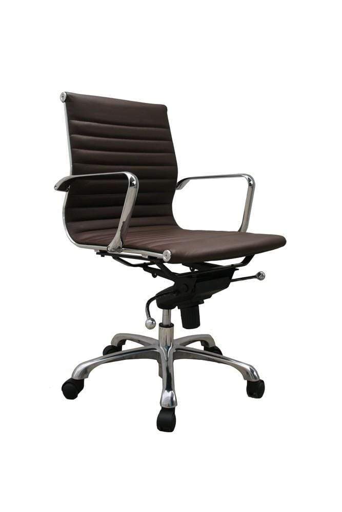 J and M Furniture Chair Brown Comfy Office Chair - Low Back