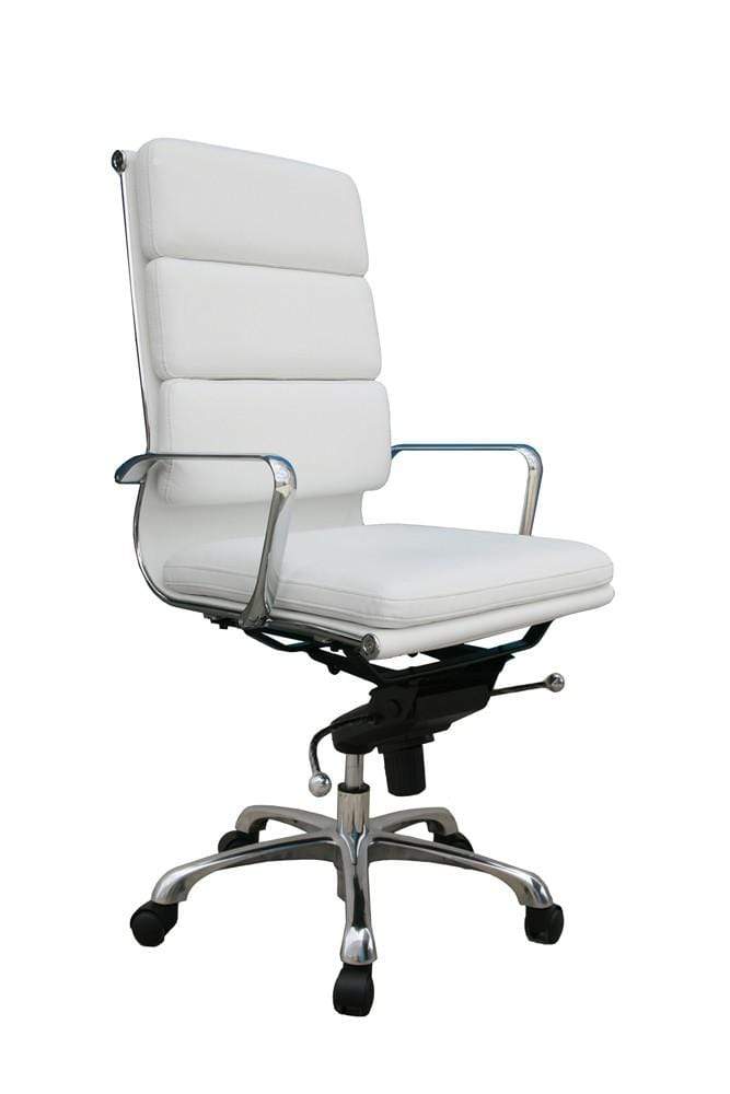 J and M Furniture Chair White Plush Office Chair
