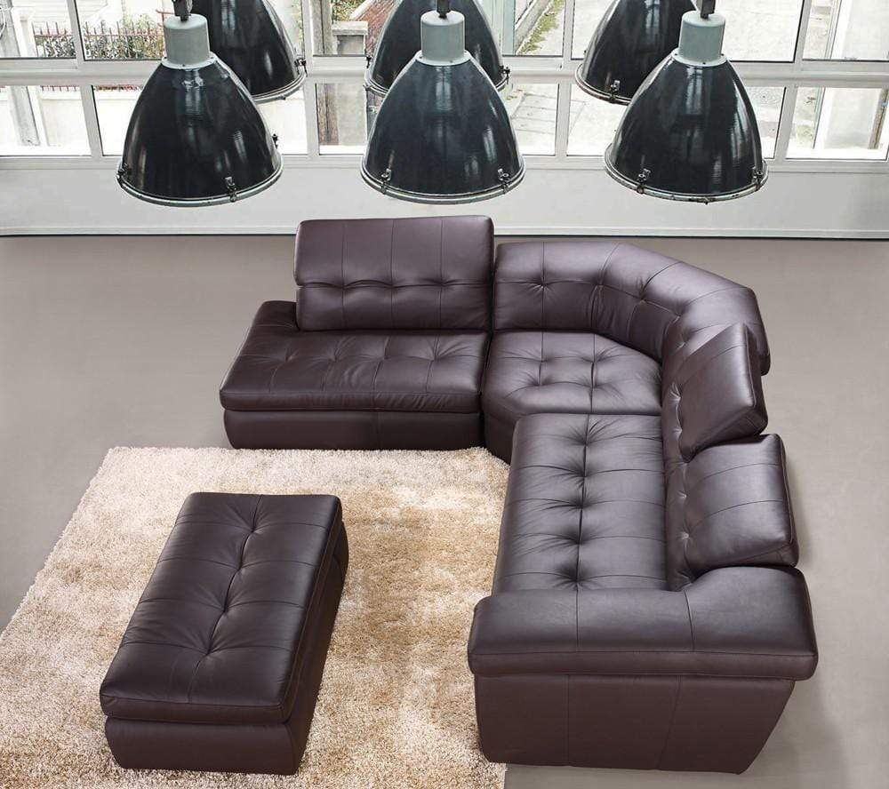 J and M Furniture Couches & Sofa Chocolate / No Ottoman 397 Premium Leather Sectional In Colors