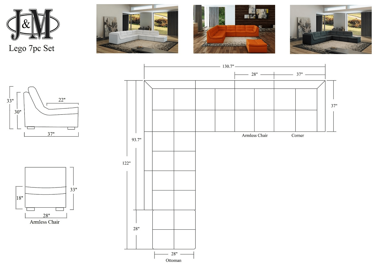 J and M Furniture Couches & Sofa Lego 7pc Collection