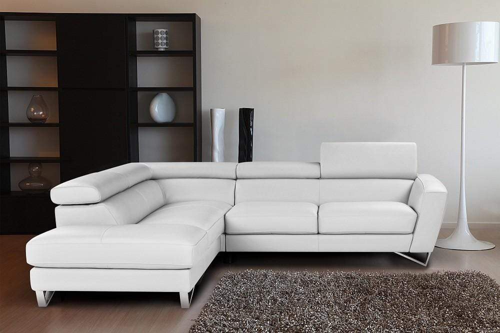 J and M Furniture Couches & Sofa Sparta Italian Leather Sectional, White