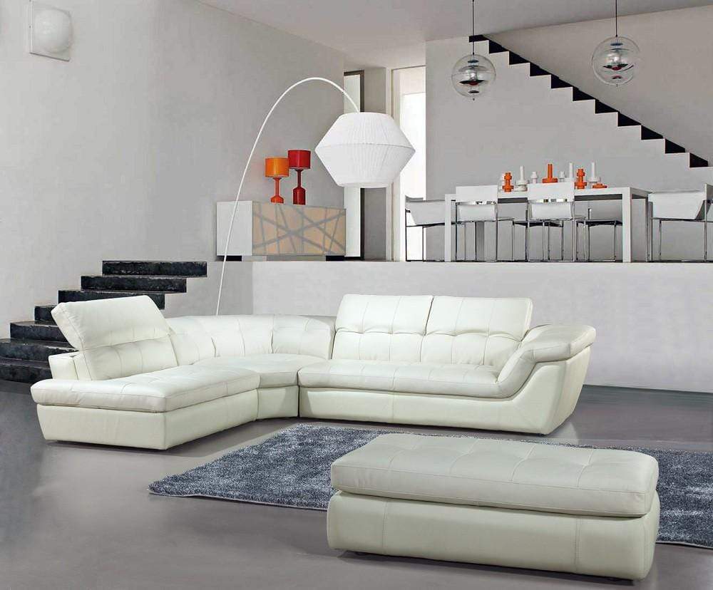 J and M Furniture Couches & Sofa White / No Ottoman 397 Premium Leather Sectional In Colors