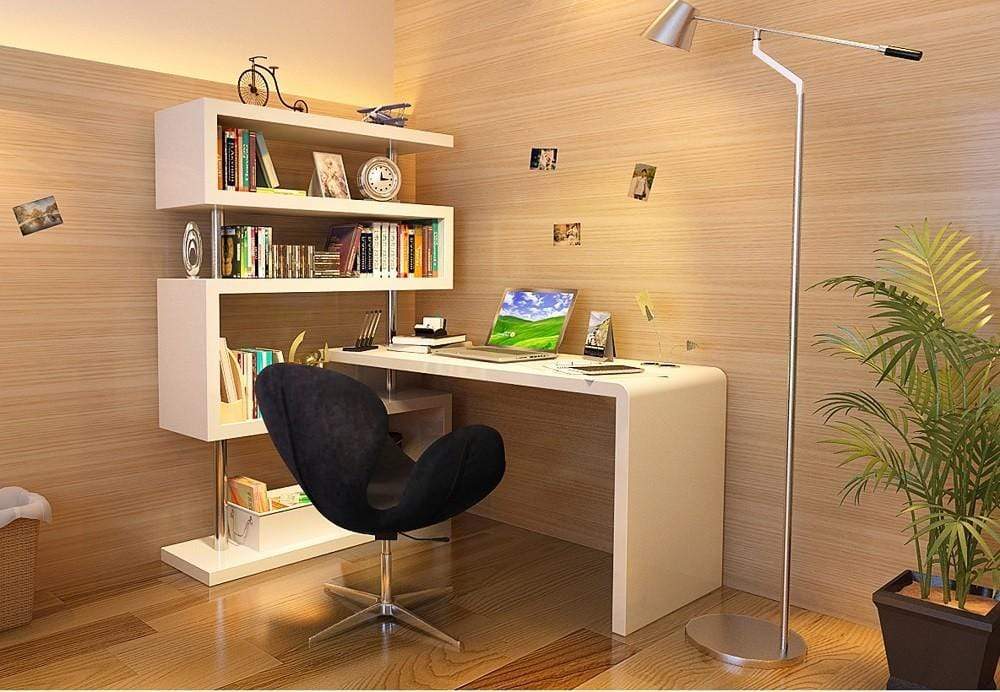 J and M Furniture Desk White Gloss KD02 Modern Office Desk