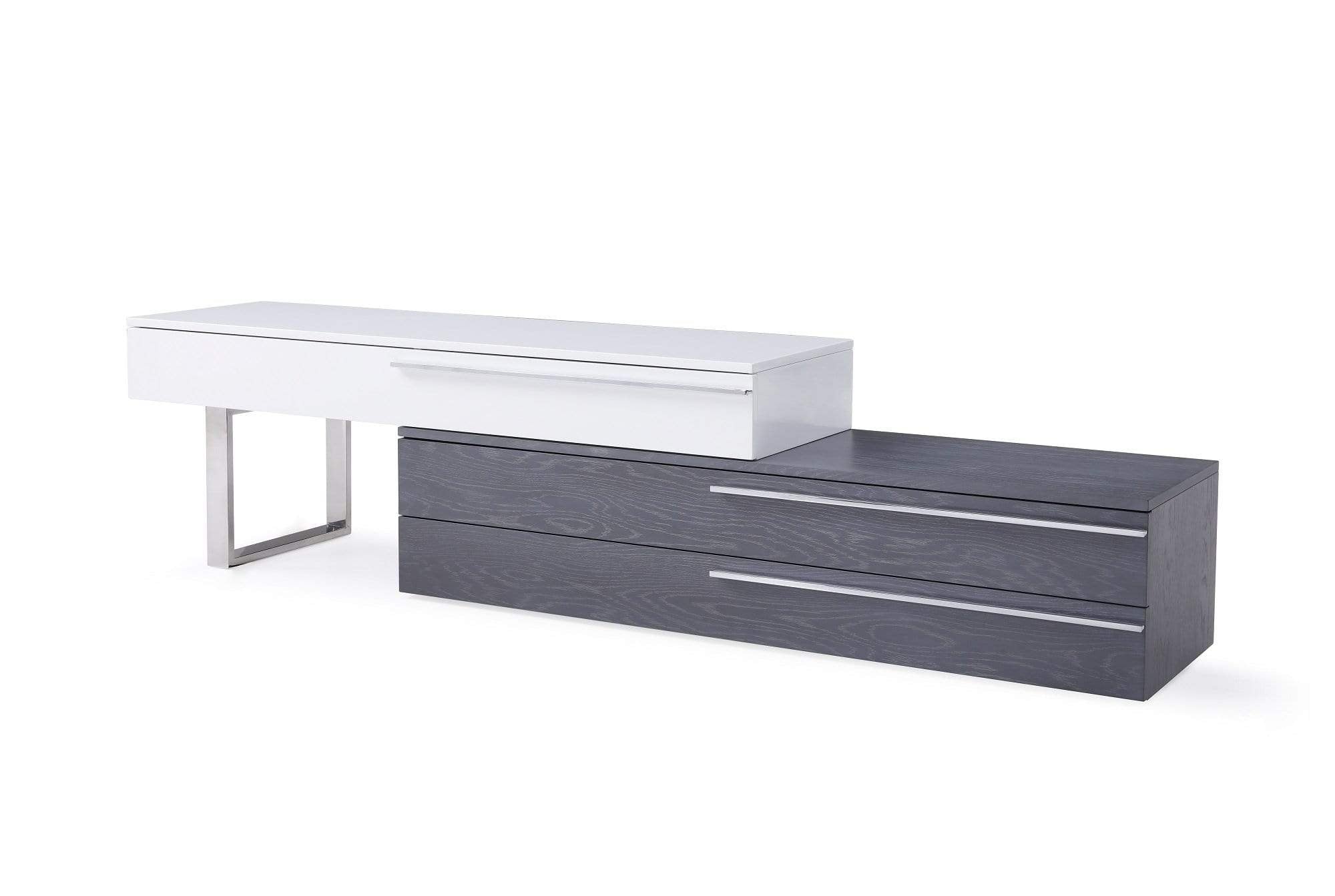 J and M Furniture TV Stand & Entertainment Centers Grey in White Hudson TV Base in Various Colors