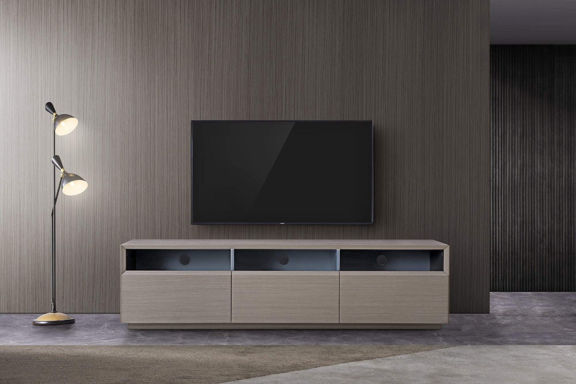 J and M Furniture TV Stand & Entertainment Centers TV023 TV Stand in Grey Veneer